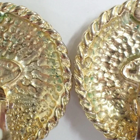 CHANEL Gold and Black Statement Earrings with Interlocking CC